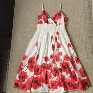 White and red floral dress